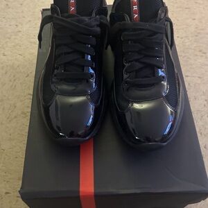 Prada Men's Glossy Black Sneakers